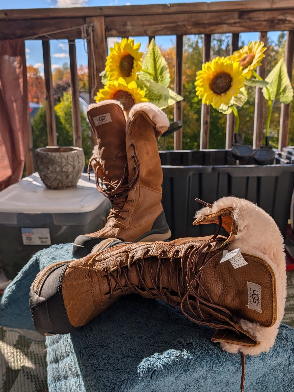 UGG Women's Brown Shearling-Lined Lace-Up Winter Boots